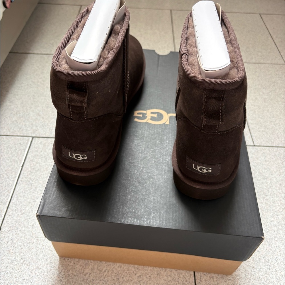 UGG Classic Mini Boot - Chocolate Brown Suede - Picture 2 of 8